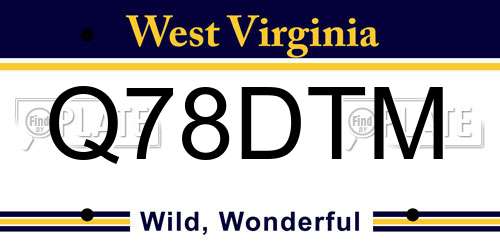 Q78DTM West Virginia License Plate