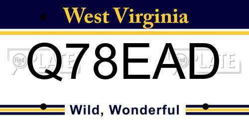 Q78EAD West Virginia License Plate