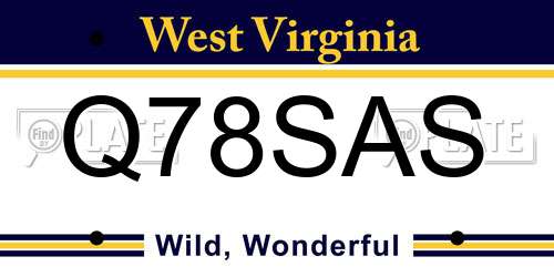 Q78SAS West Virginia License Plate