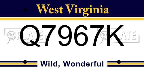Q7967K West Virginia License Plate