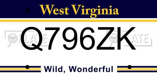 Q796ZK West Virginia License Plate
