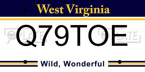 Q79TOE West Virginia License Plate
