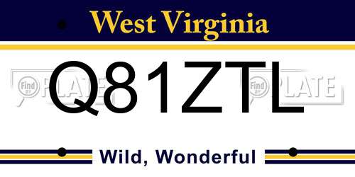 Q81ZTL West Virginia License Plate