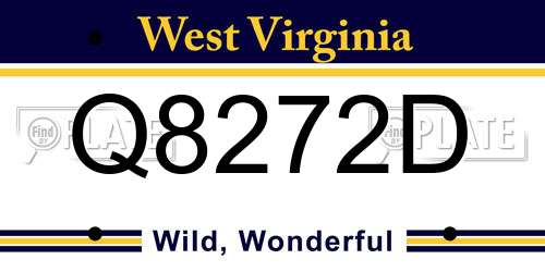 Q8272D West Virginia License Plate