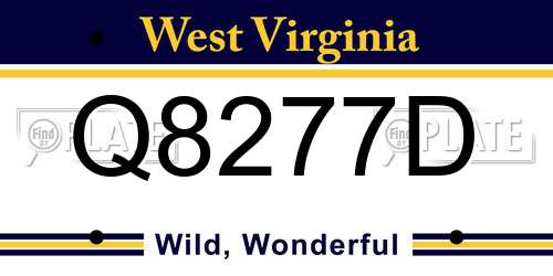 Q8277D West Virginia License Plate