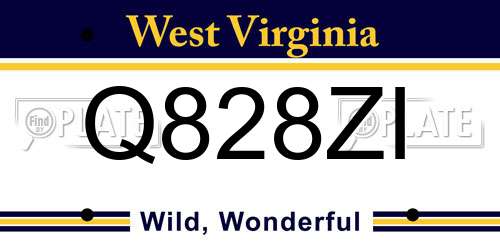Q828ZI West Virginia License Plate