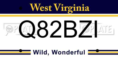 Q82BZI West Virginia License Plate
