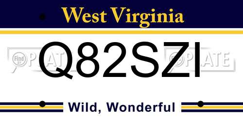 Q82SZI West Virginia License Plate