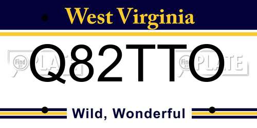 Q82TTO West Virginia License Plate