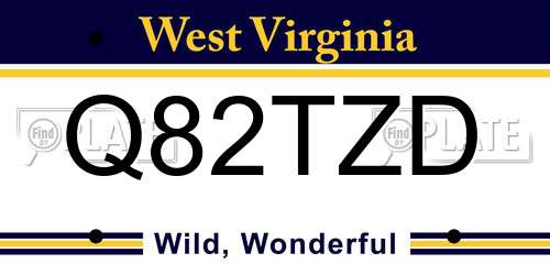 Q82TZD West Virginia License Plate