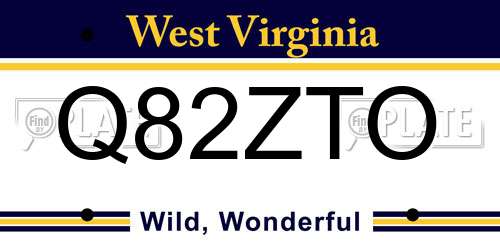 Q82ZTO West Virginia License Plate