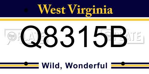 Q8315B West Virginia License Plate