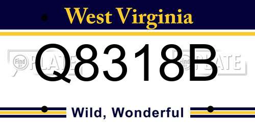 Q8318B West Virginia License Plate
