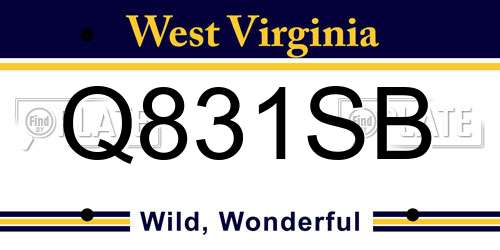 Q831SB West Virginia License Plate