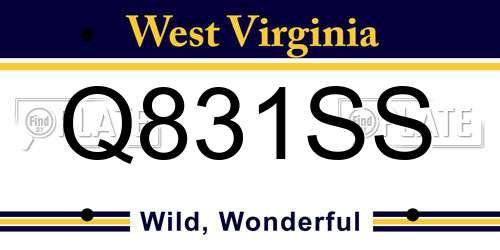 Q831SS West Virginia License Plate