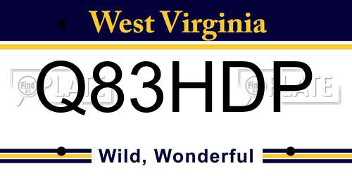 Q83HDP West Virginia License Plate