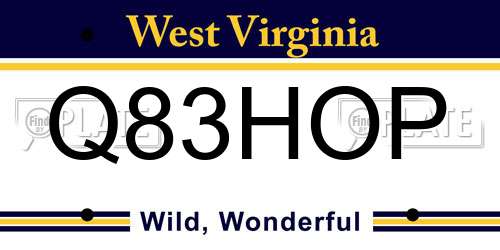 Q83HOP West Virginia License Plate