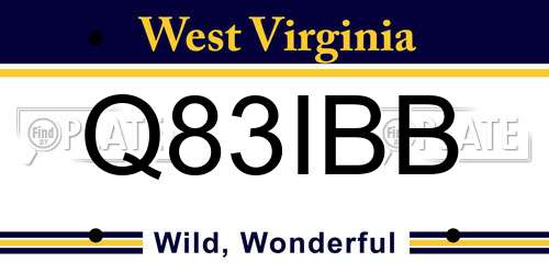 Q83IBB West Virginia License Plate