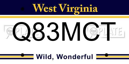 Q83MCT West Virginia License Plate