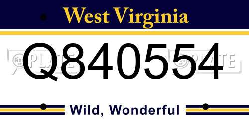 Q840554 West Virginia License Plate