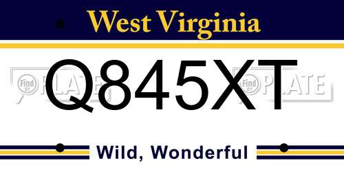 Q845XT West Virginia License Plate