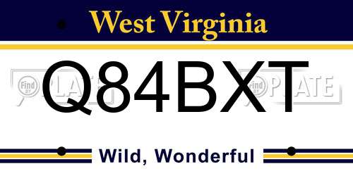 Q84BXT West Virginia License Plate