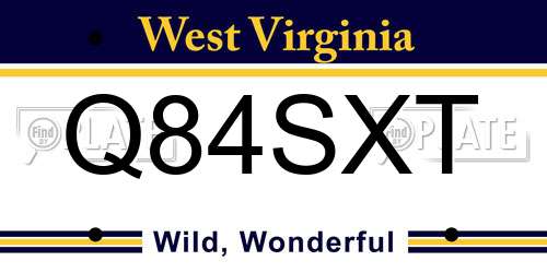 Q84SXT West Virginia License Plate