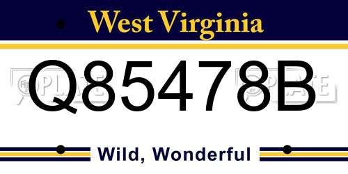 Q85478B West Virginia License Plate