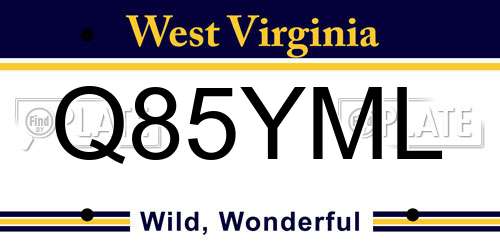 Q85YML West Virginia License Plate