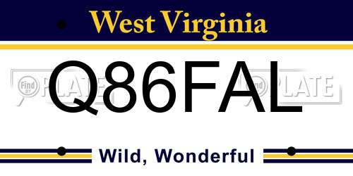 Q86FAL West Virginia License Plate