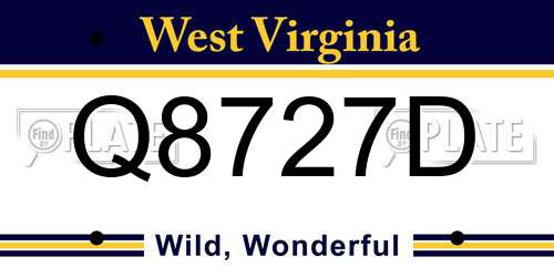 Q8727D West Virginia License Plate