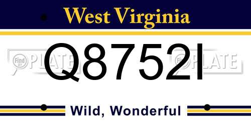 Q8752I West Virginia License Plate