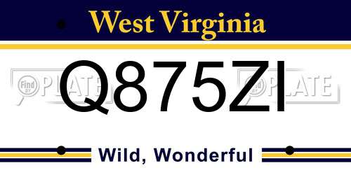 Q875ZI West Virginia License Plate