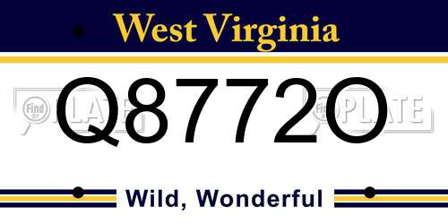 Q8772O West Virginia License Plate
