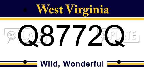 Q8772Q West Virginia License Plate
