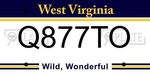 Q877TO West Virginia License Plate