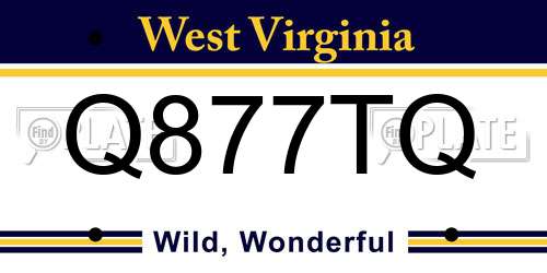 Q877TQ West Virginia License Plate