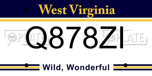 Q878ZI West Virginia License Plate