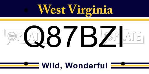 Q87BZI West Virginia License Plate