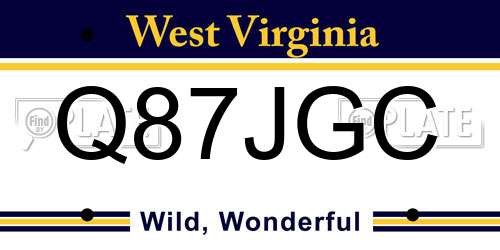 Q87JGC West Virginia License Plate
