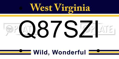 Q87SZI West Virginia License Plate
