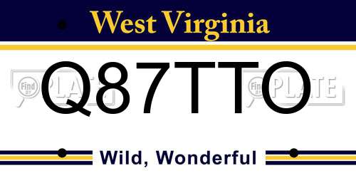 Q87TTO West Virginia License Plate