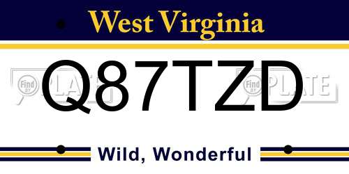 Q87TZD West Virginia License Plate