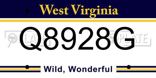 Q8928G West Virginia License Plate