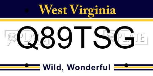 Q89TSG West Virginia License Plate