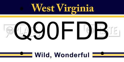 Q90FDB West Virginia License Plate