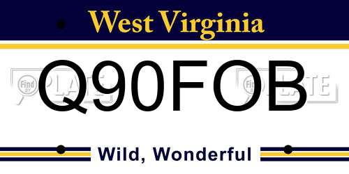 Q90FOB West Virginia License Plate