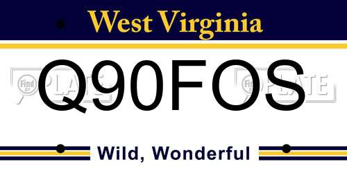 Q90FOS West Virginia License Plate