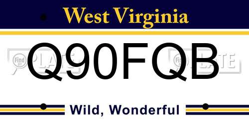 Q90FQB West Virginia License Plate
