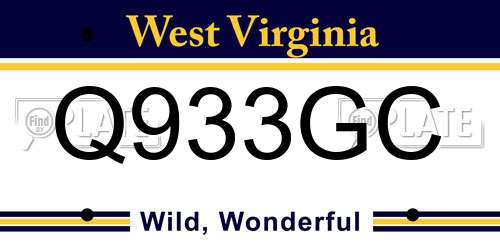 Q933GC West Virginia License Plate